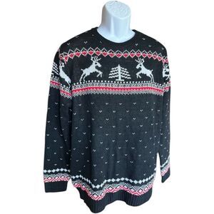 New Mens Boutique Nordic Fair Isle Reindeer Cozy Pullover Cabin Sweater - Sz XL